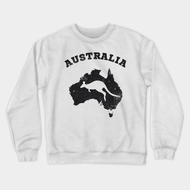 Australia Kangaroo Vintage Patriotic Map Crewneck Sweatshirt by Foxxy Merch